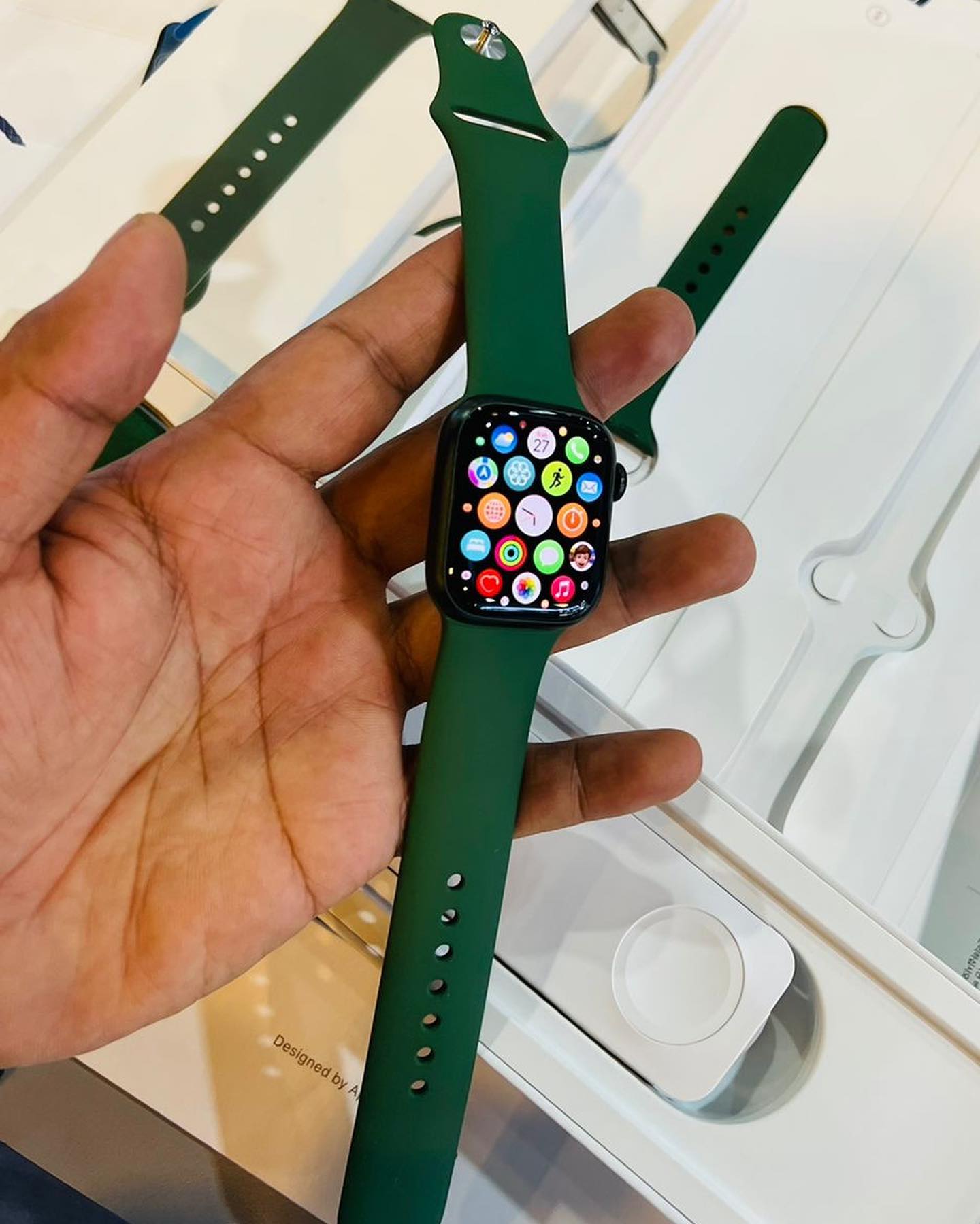 Apple Watch with a green strap from the A&Z social archive
